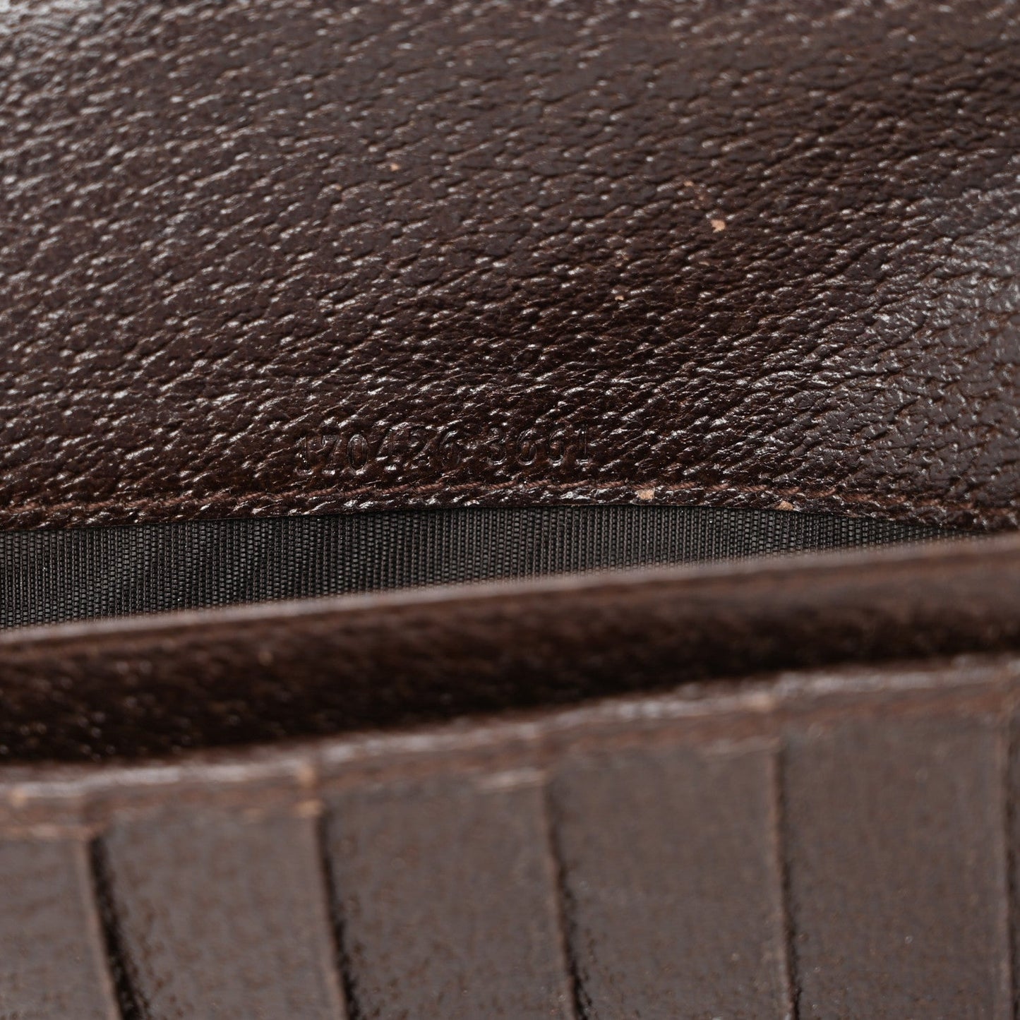 Gucci Monogram Metal Bar Chain Wallet Dark Brown