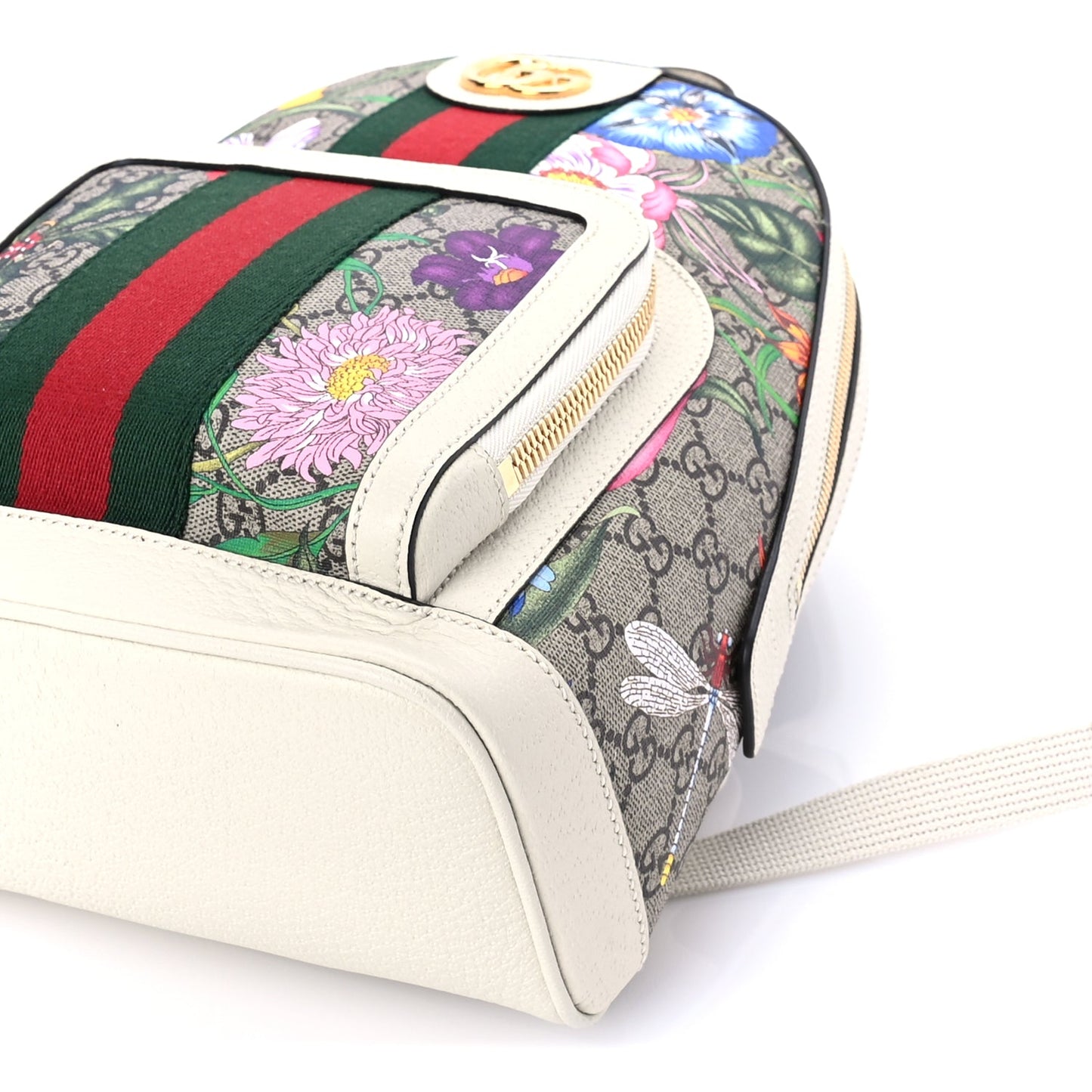 Gucci GG Supreme Monogram Flora Web Small Ophidia Day Backpack White