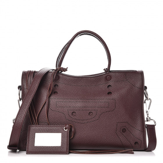 Balenciaga Veau Grana Perforated Blackout Hardware S City Rouge Acajou