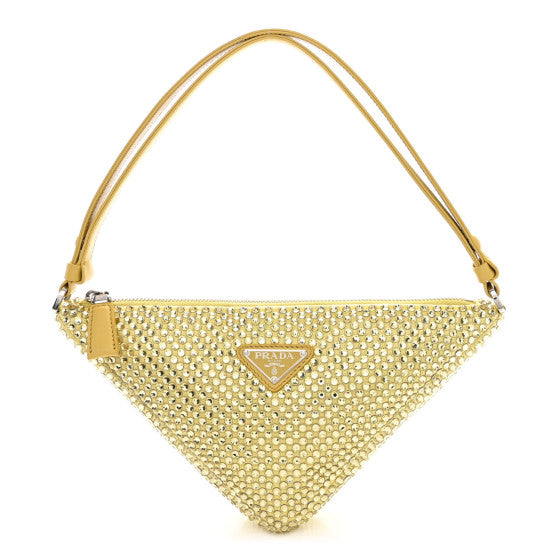 Prada Satin Crystal Triangle Pouch Ananas