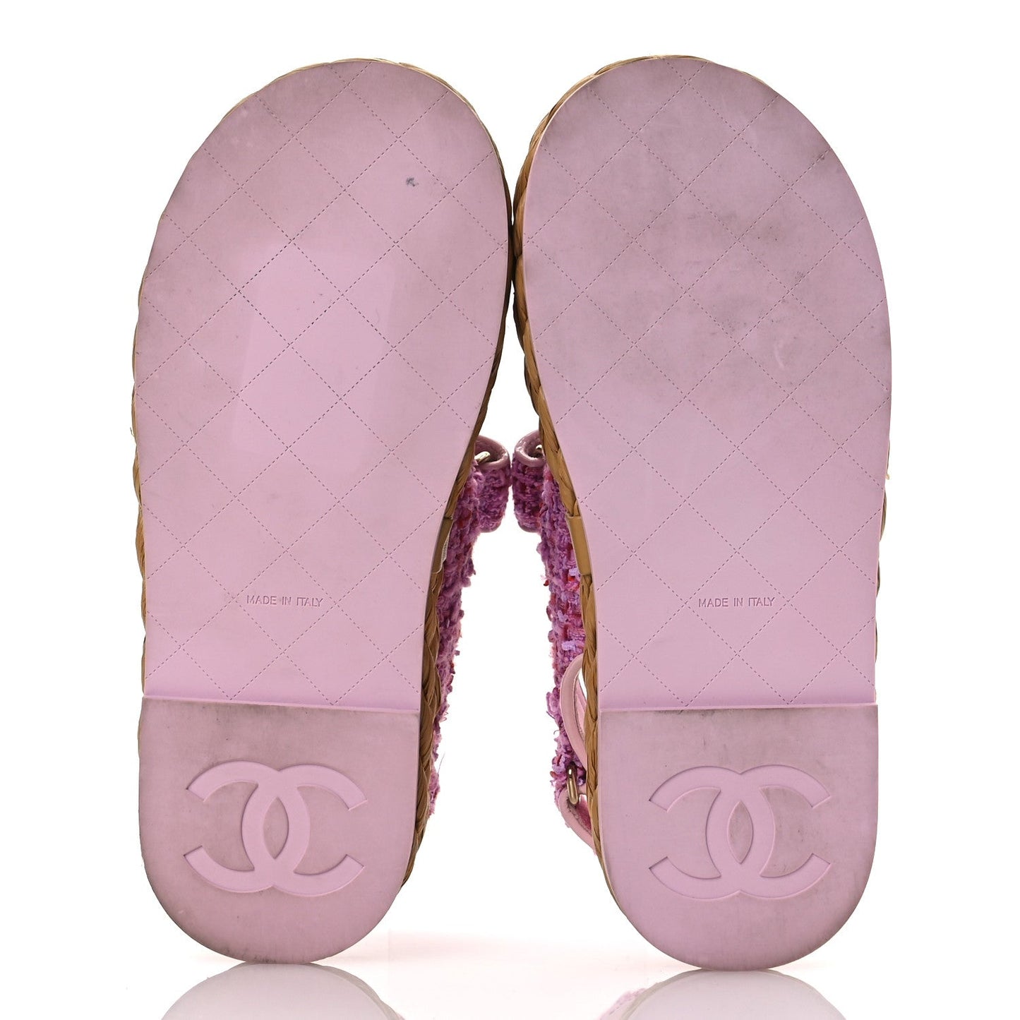 Chanel Tweed Patent Calfskin Velcro Dad Sandals 36 Light Purple Pink Red