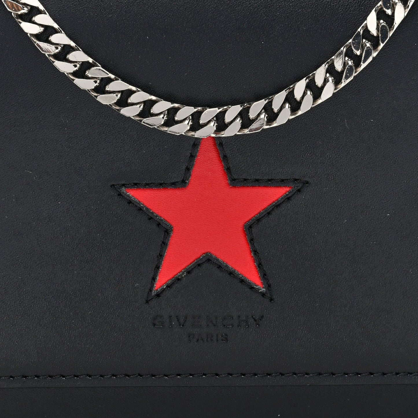 Givenchy Calfskin Star Pandora Chain Wallet Black