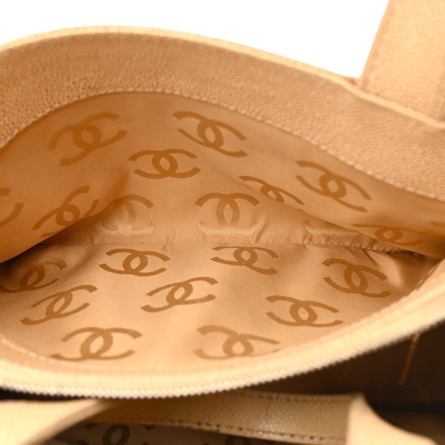 Chanel Caviar CC Shoulder Bag Beige