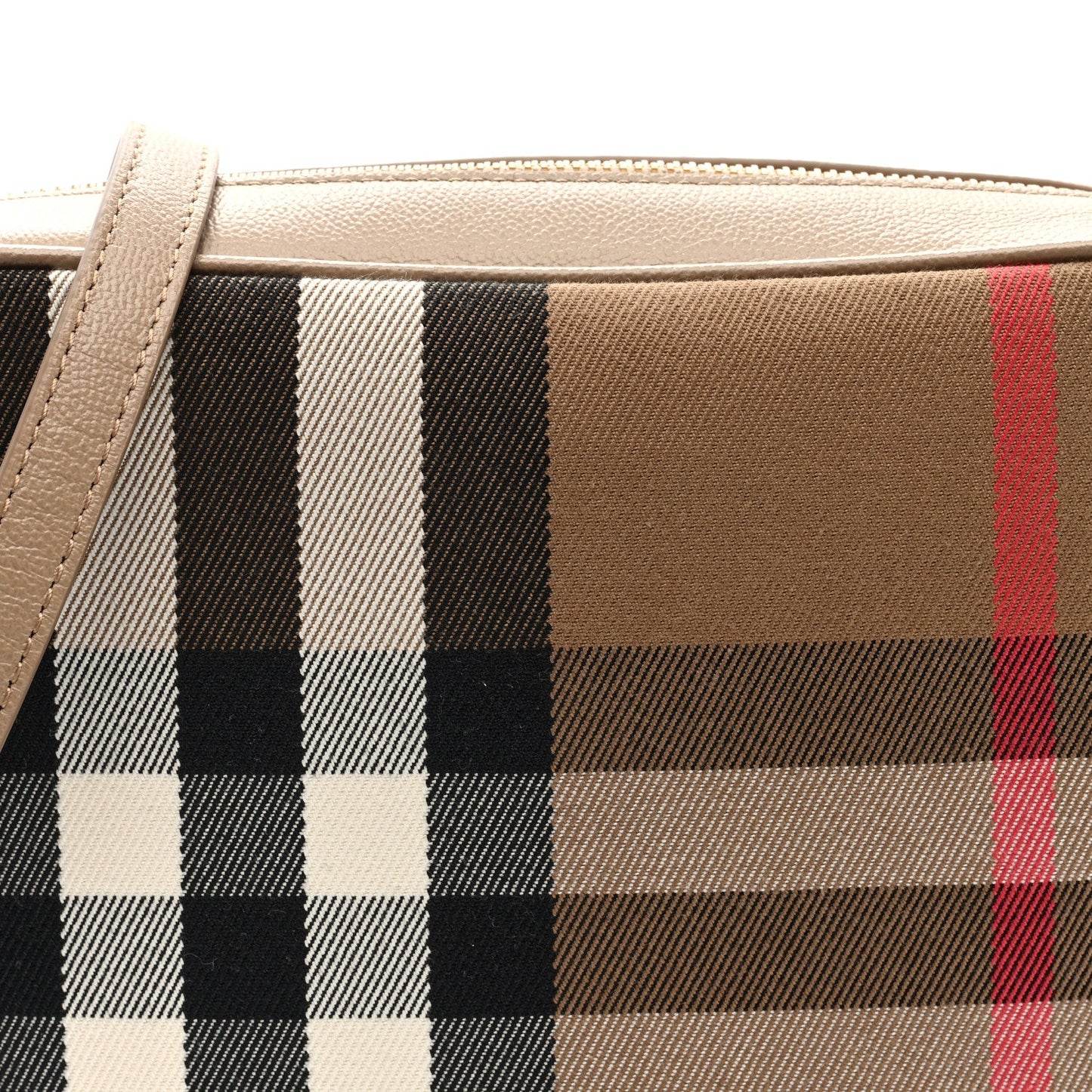 Burberry Calfskin House Check Medium Camera Bag Chestnut Beige