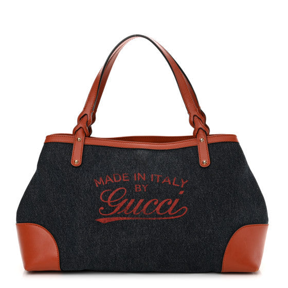 Gucci Denim Calfskin Tote Orange