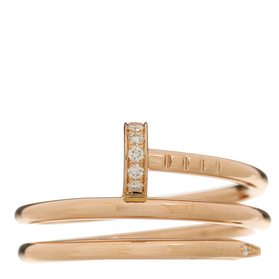 Cartier 18K Pink Gold Diamond Double Juste Un Clou Ring 53 6.25