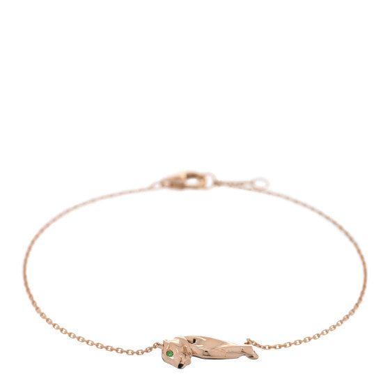 Cartier 18K Pink Gold Tsavorite Garnet Onyx Panthere Chain Bracelet