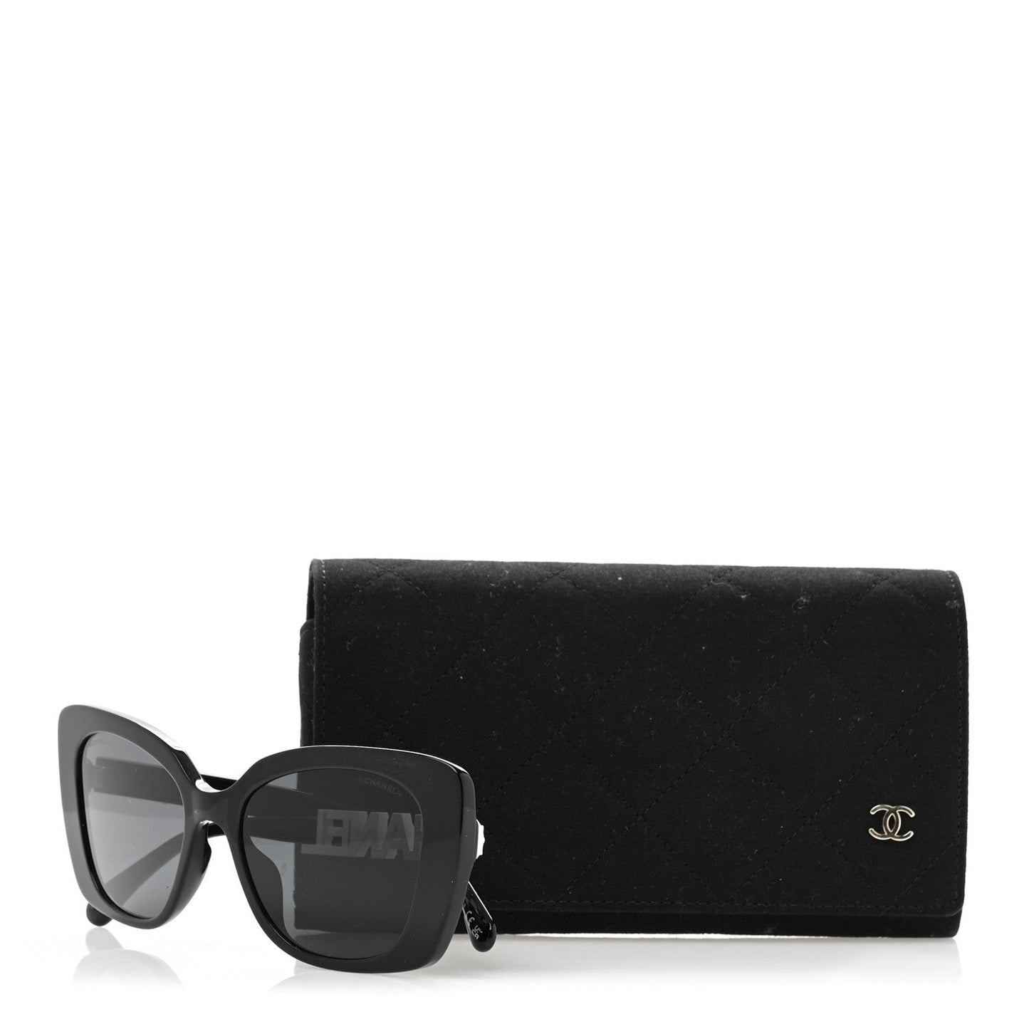 Chanel Acetate Strass Square Sunglasses 5422-B-A Black White
