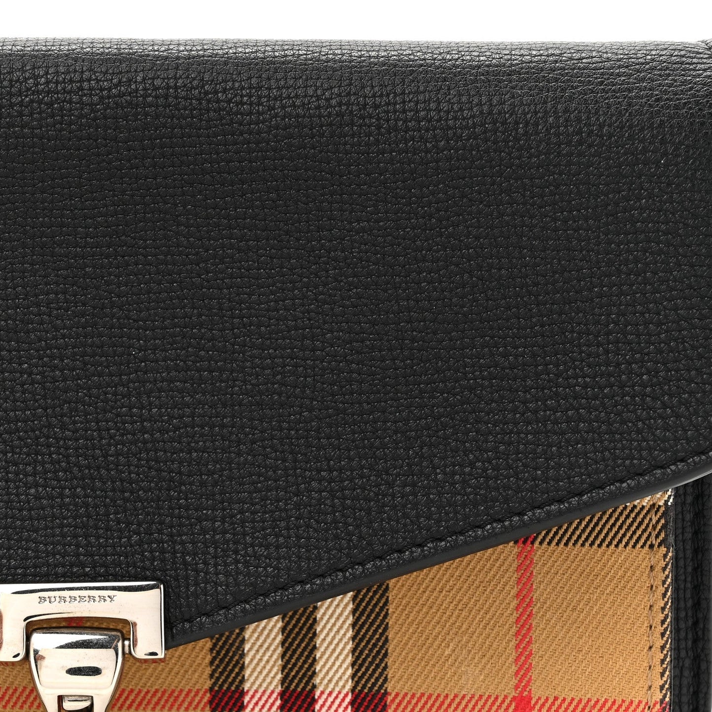 Burberry Derby Calfskin Vintage Check Small Macken Crossbody Bag Black