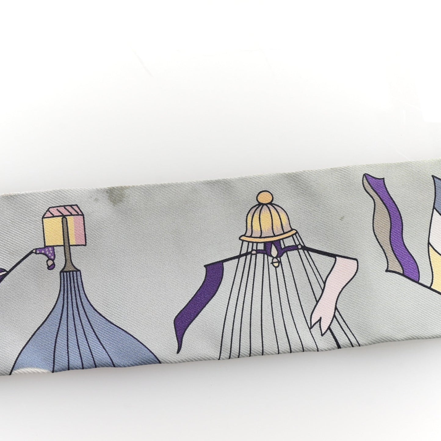 Hermes Silk Les Folies Du Ciel Twilly Mauve Jaune Vert