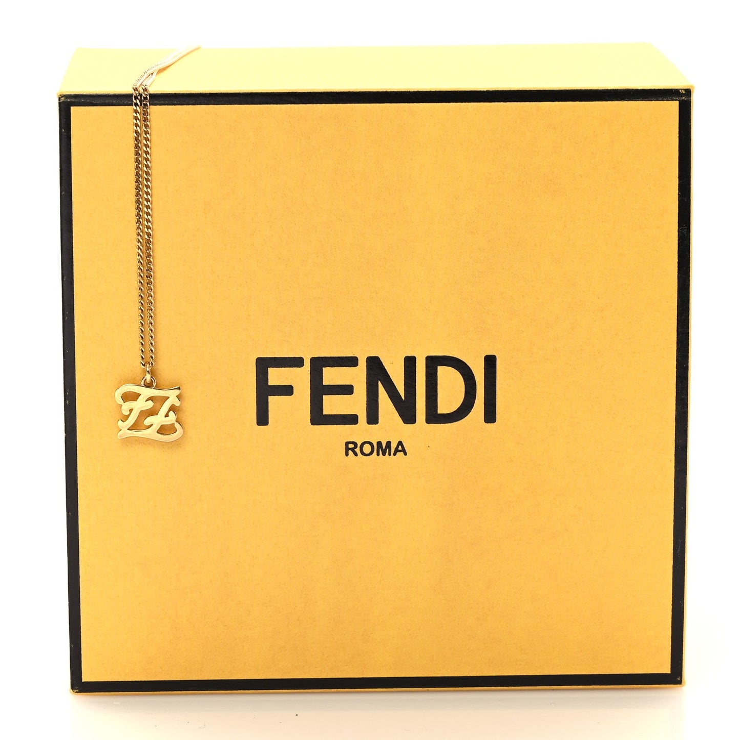 Fendi Metal Karligraphy Necklace Gold