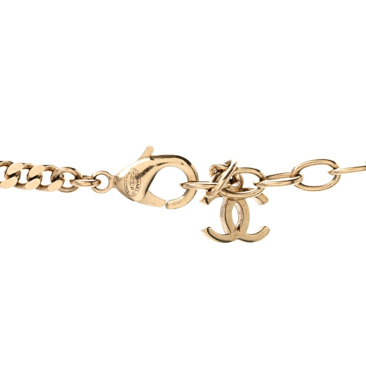 Chanel Metal Crystal CC Boy Pendant Long Necklace Gold