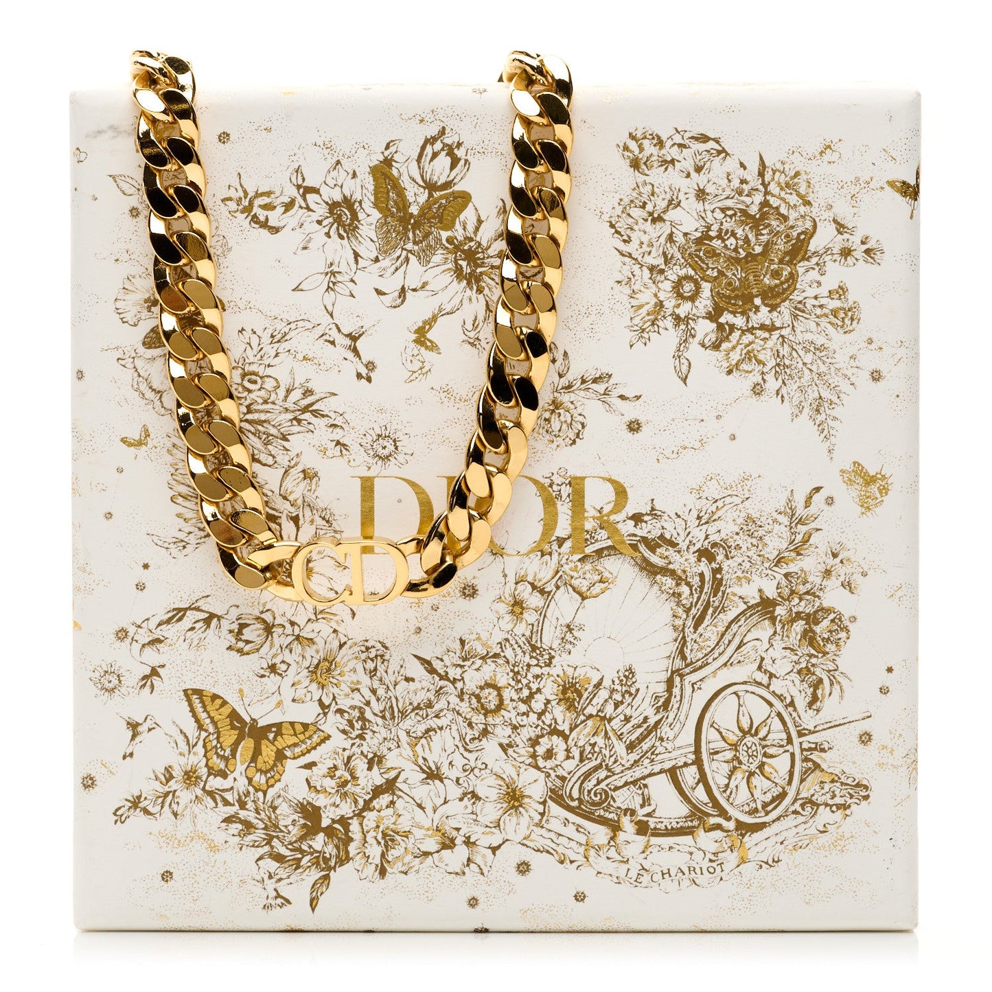Christian Dior Metal Danseuse Etoile Chain Choker Necklace Gold