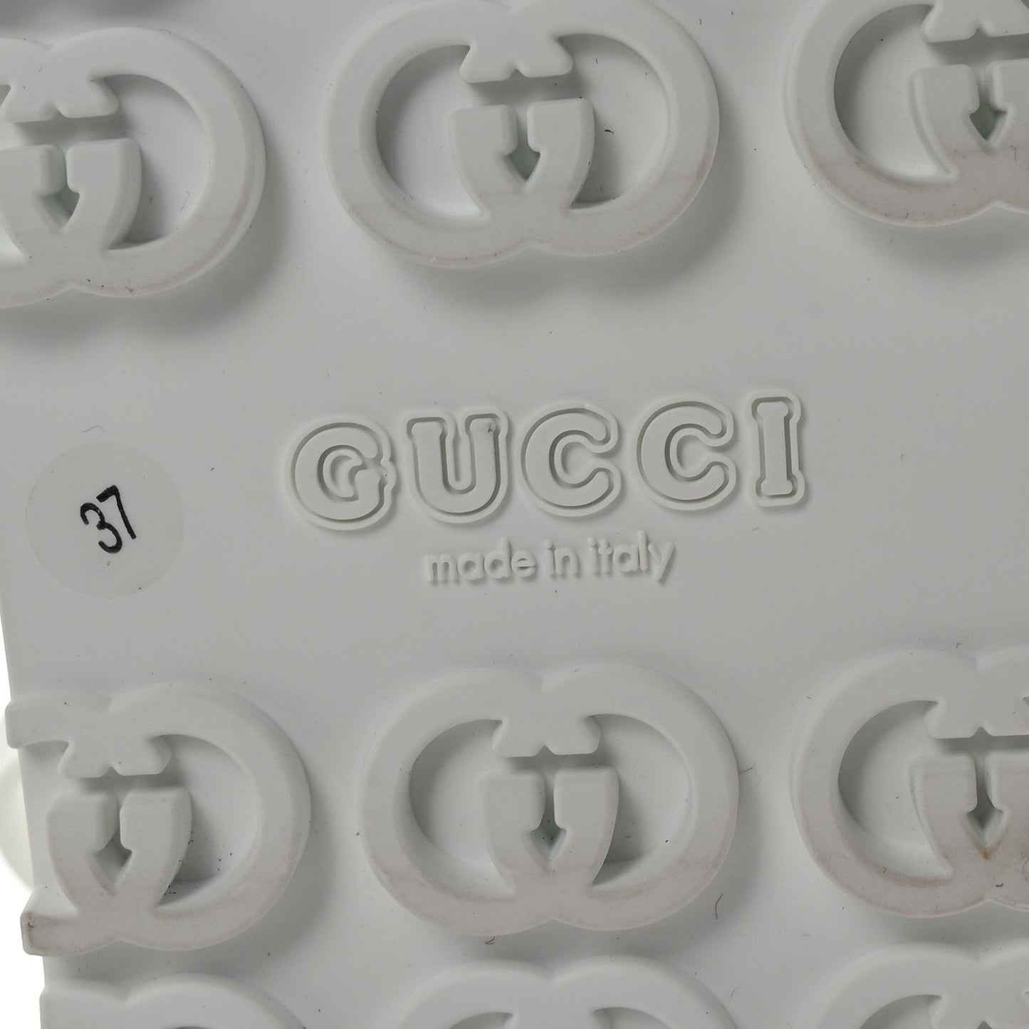 Gucci Soft Rubber Horsebit Touch Womens Strapped Sandals 37 Great White