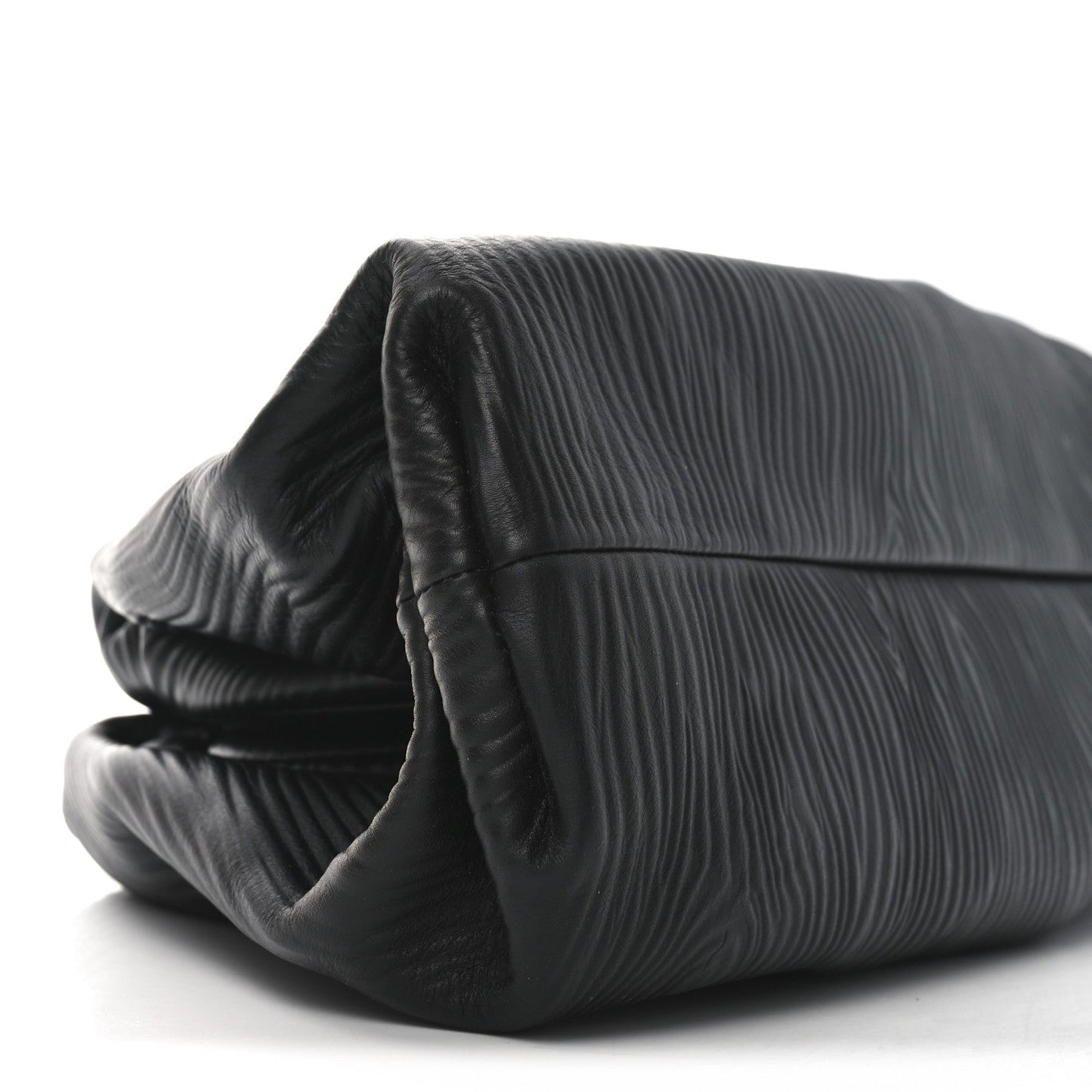Bottega Veneta Bark Calfskin Embossed The Pouch Oversized Clutch Black
