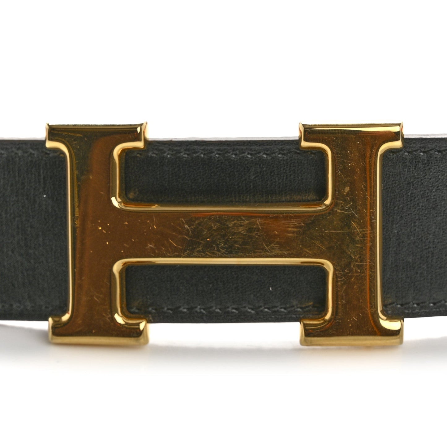 Hermes Box Togo 32mm H Belt 80 32 Black Orange