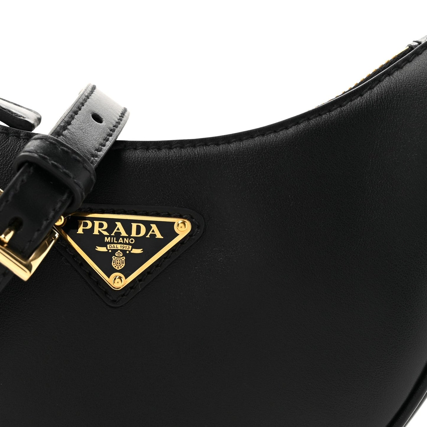 Prada Soft Calfskin Arque Shoulder Bag Black