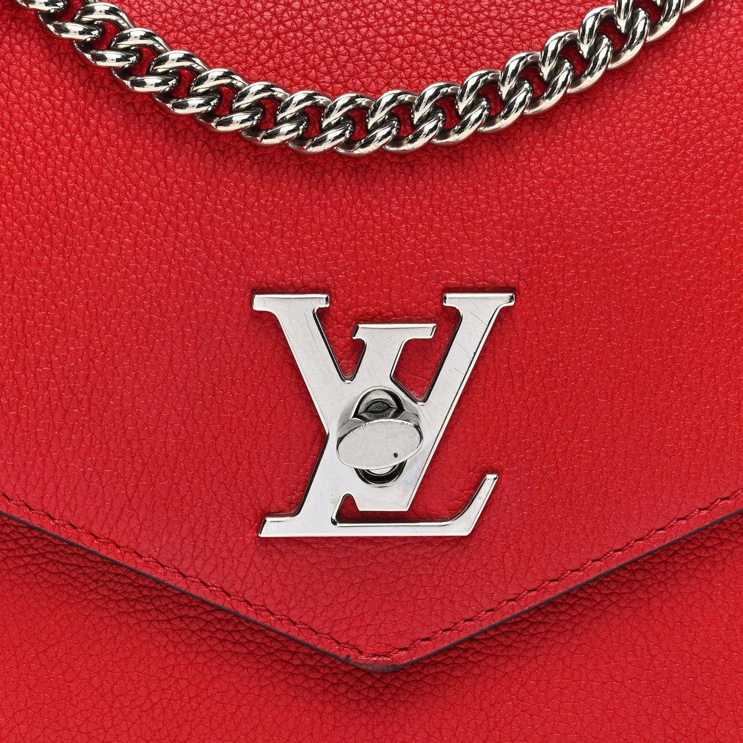Louis Vuitton Soft Calfskin Mylockme Chain Bag BB Rubis