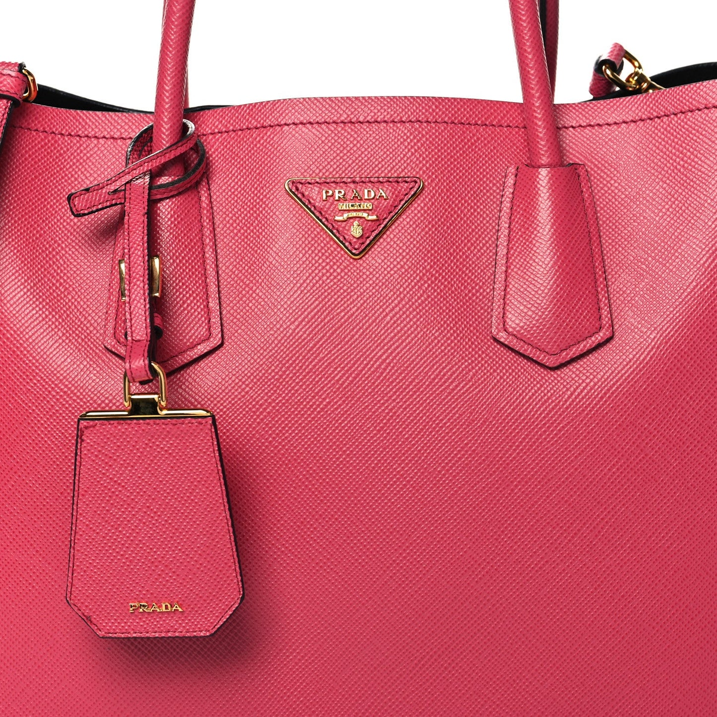 Prada Saffiano Cuir Medium Double Bag Peonia