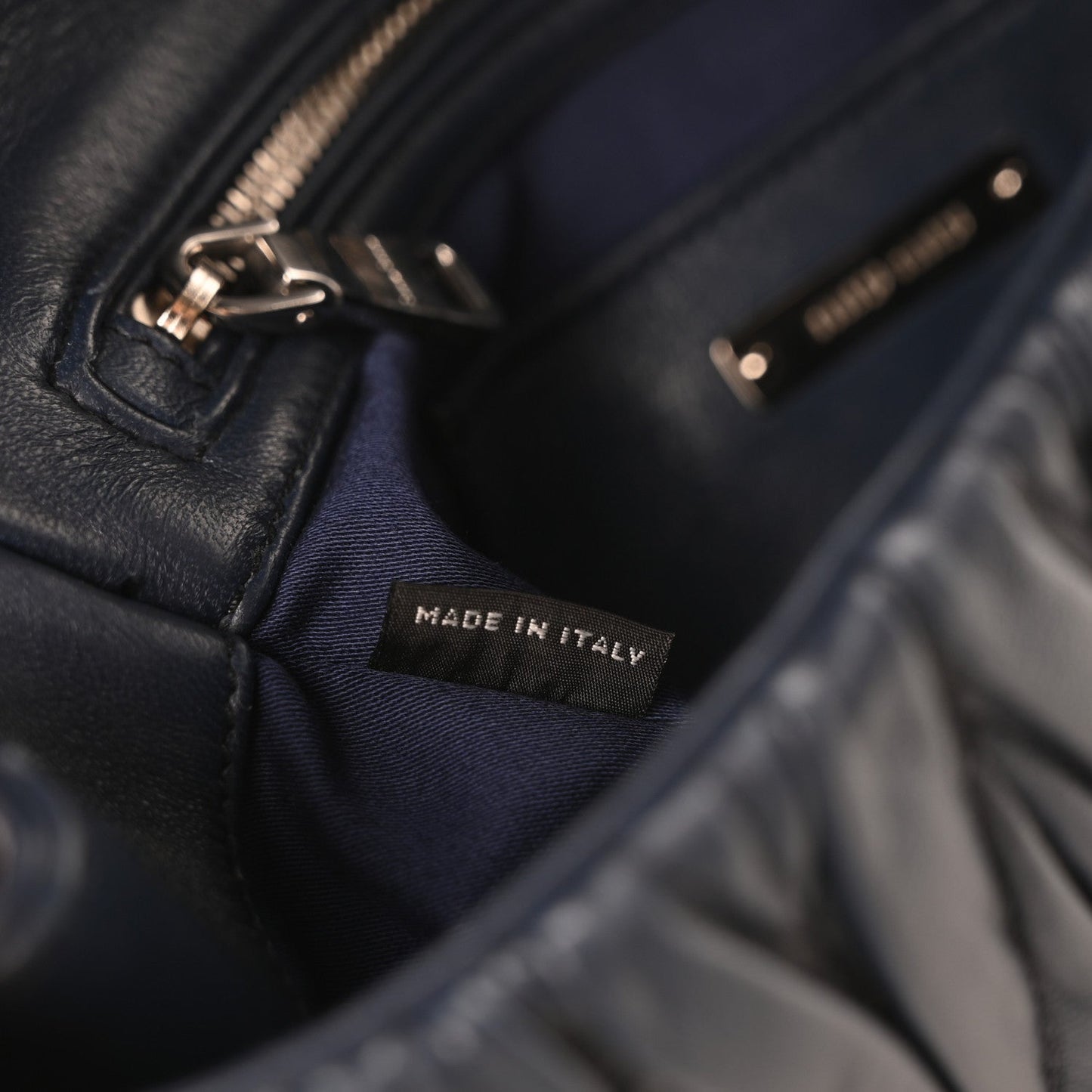 Miu Miu Nappa Matelasse Flap Bag Navy