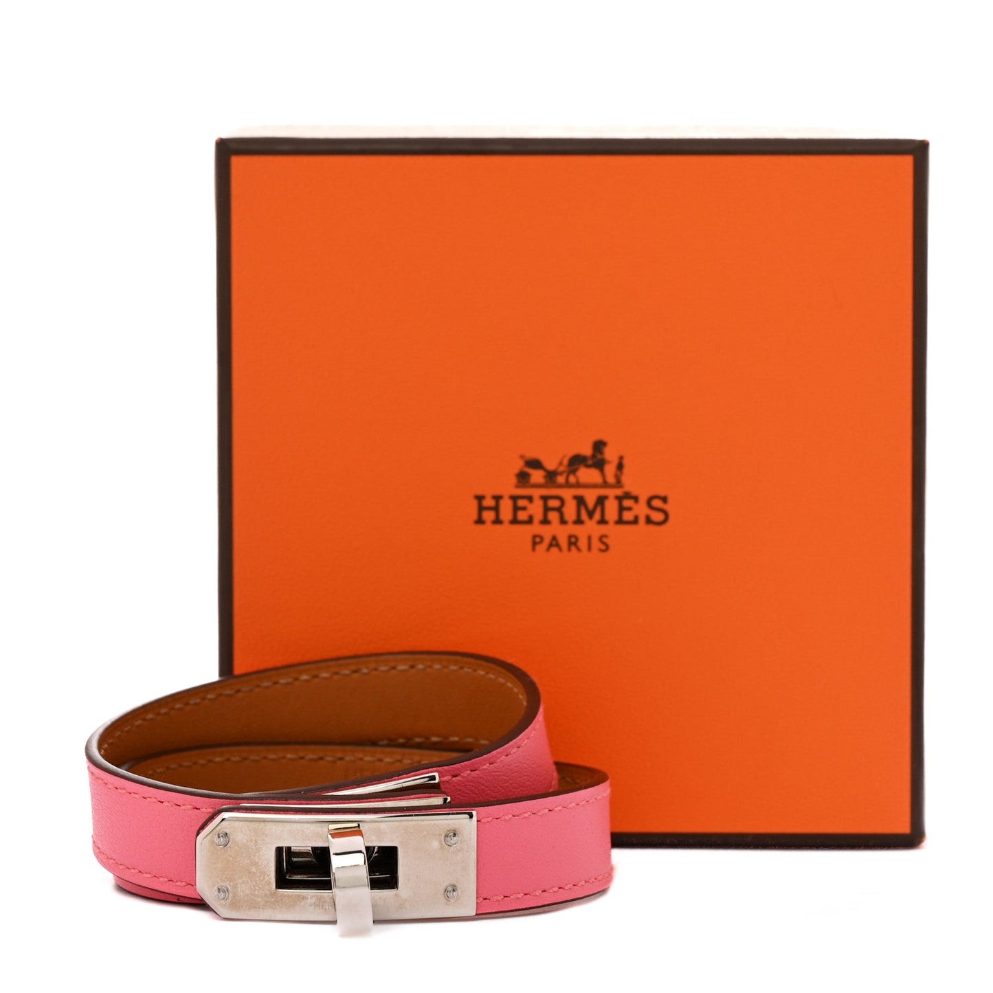 Hermes Swift Kelly Double Tour Bracelet T2 Rose Azalee