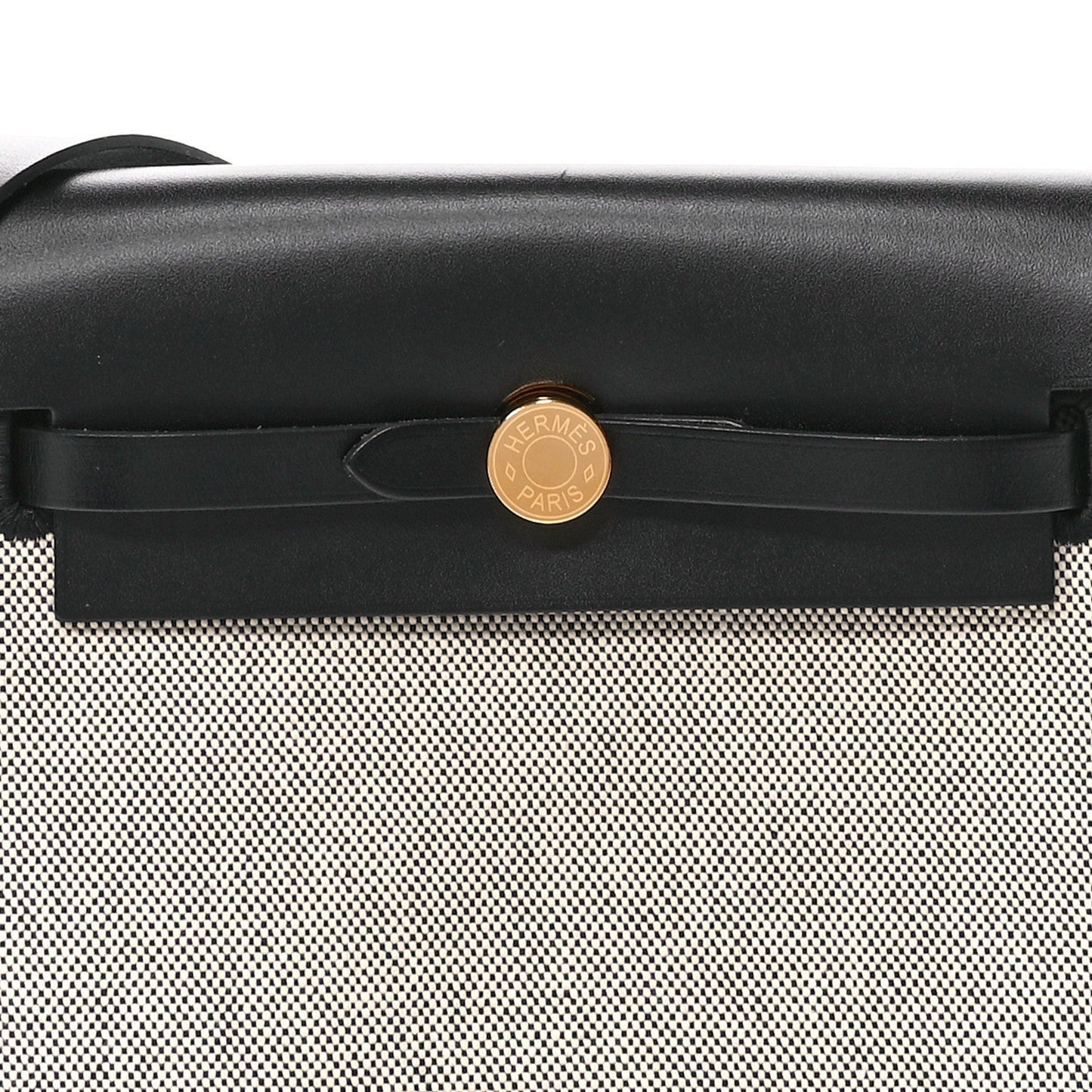 Hermes Military Toile Vache Hunter Herbag Zip Retourne 20 Ecru Black