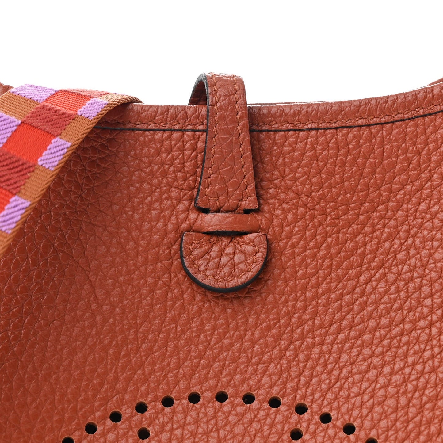 Hermes Taurillon Clemence Maxi Quadrille Evelyne TPM Cuivre Capucine Parme Rouge Duchess