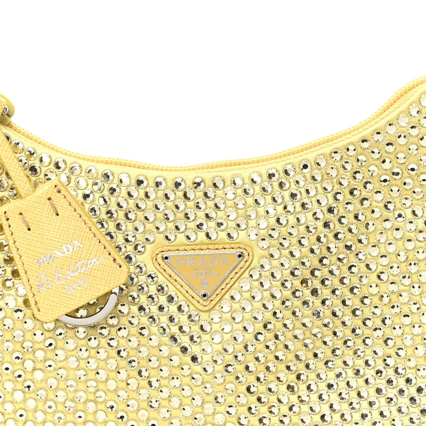 Prada Satin Crystal Mini Re-Edition 2000 Bag Ananas