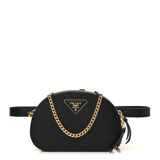 Prada Saffiano Lux Odette Belt Bag Black