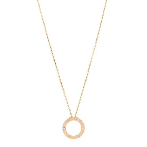 Cartier 18K Yellow Gold 3 Diamonds LOVE Pendant Necklace