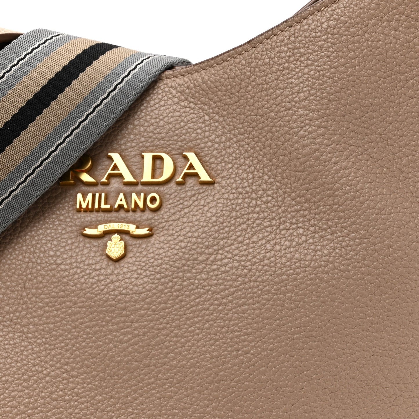 Prada Vitello Daino Soft Hobo Messenger Bag Argilla