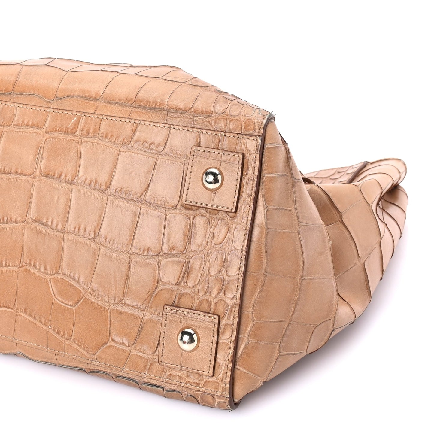 Mulberry Crocodile Embossed Calfskin Cecily Tote Biscuit Brown