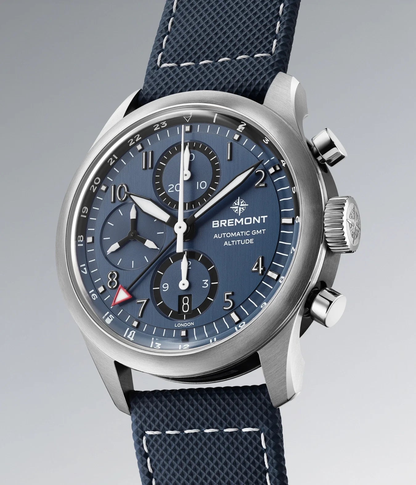 Altitude 42mm Chronograph GMT Blue Dial Leather Strap