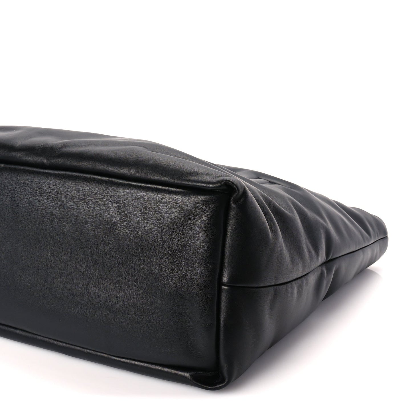 Saint Laurent Lambskin Wide Puffer Tote Black