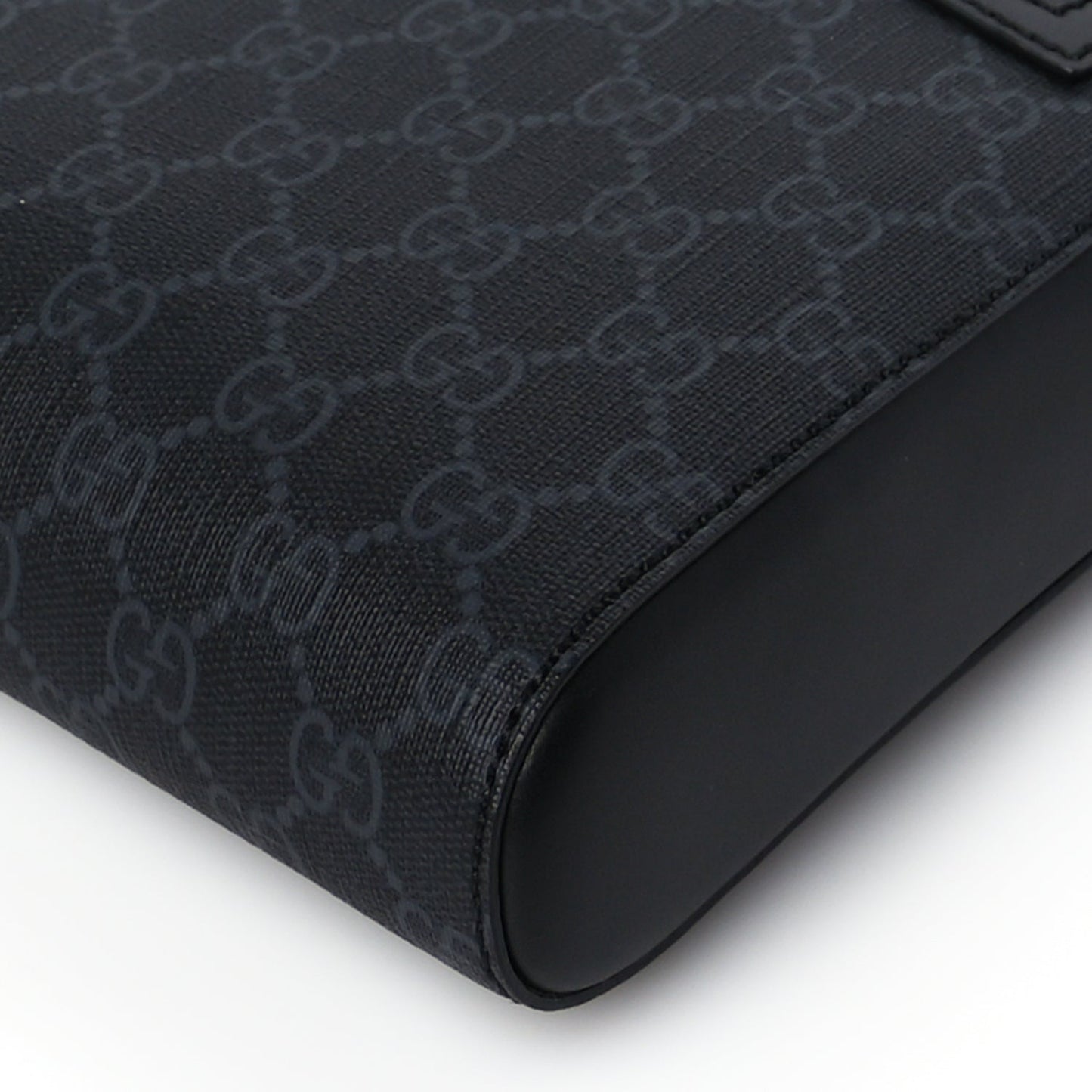 Gucci GG Supreme Monogram Web Small Flat Messenger Bag Black Grey