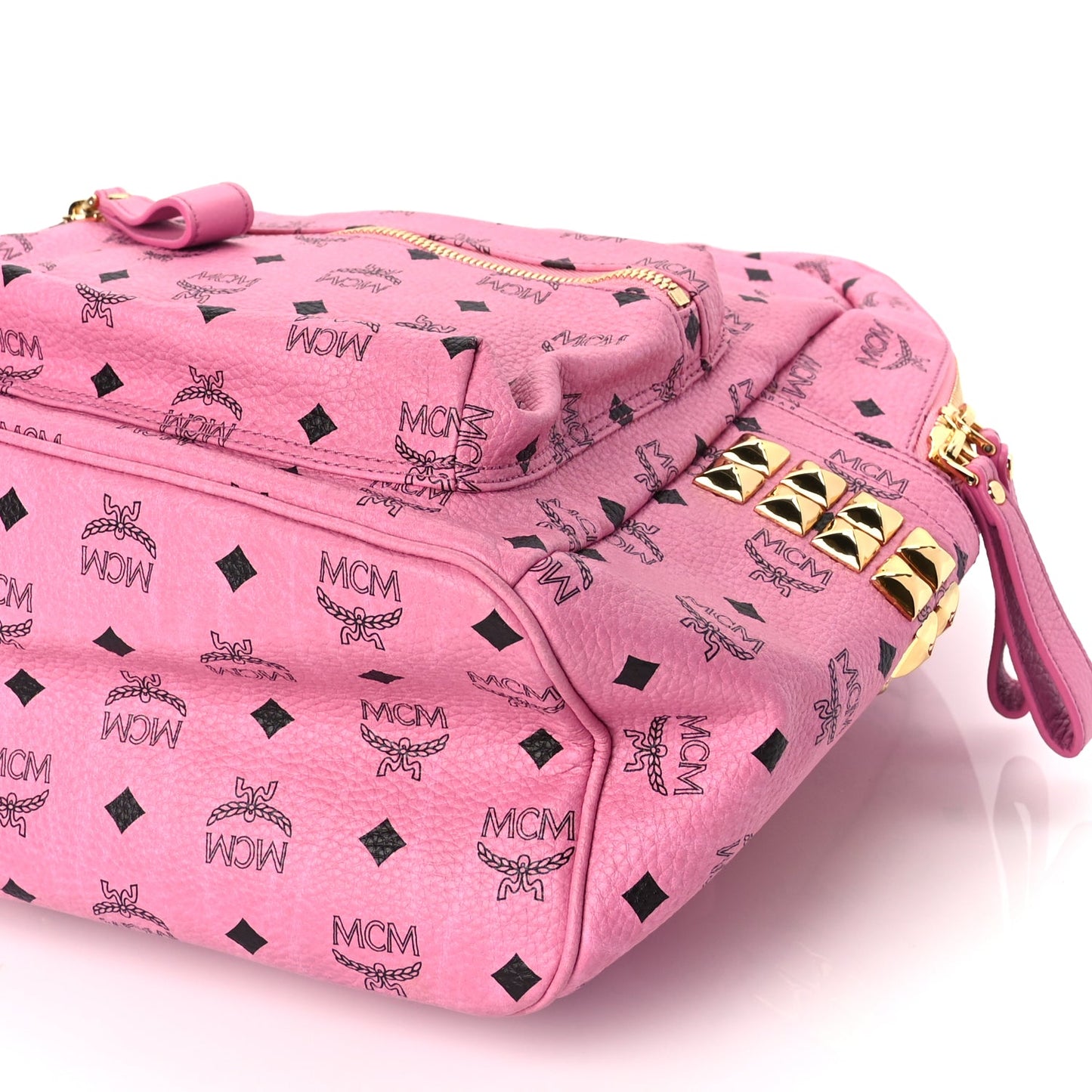 MCM Visetos Medium Side Studs Stark Backpack Pink