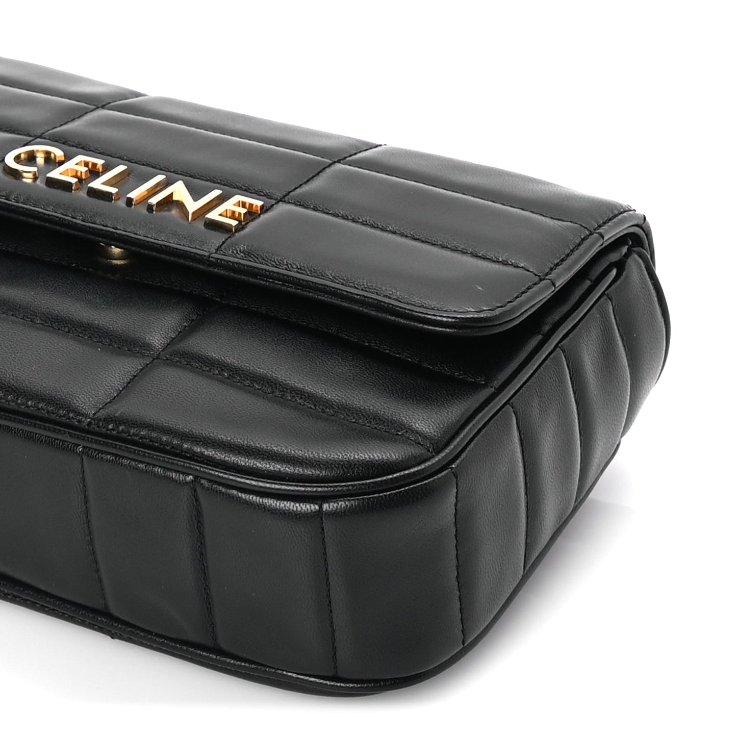 Celine Goatskin Matelasse Chain Shoulder Bag Black
