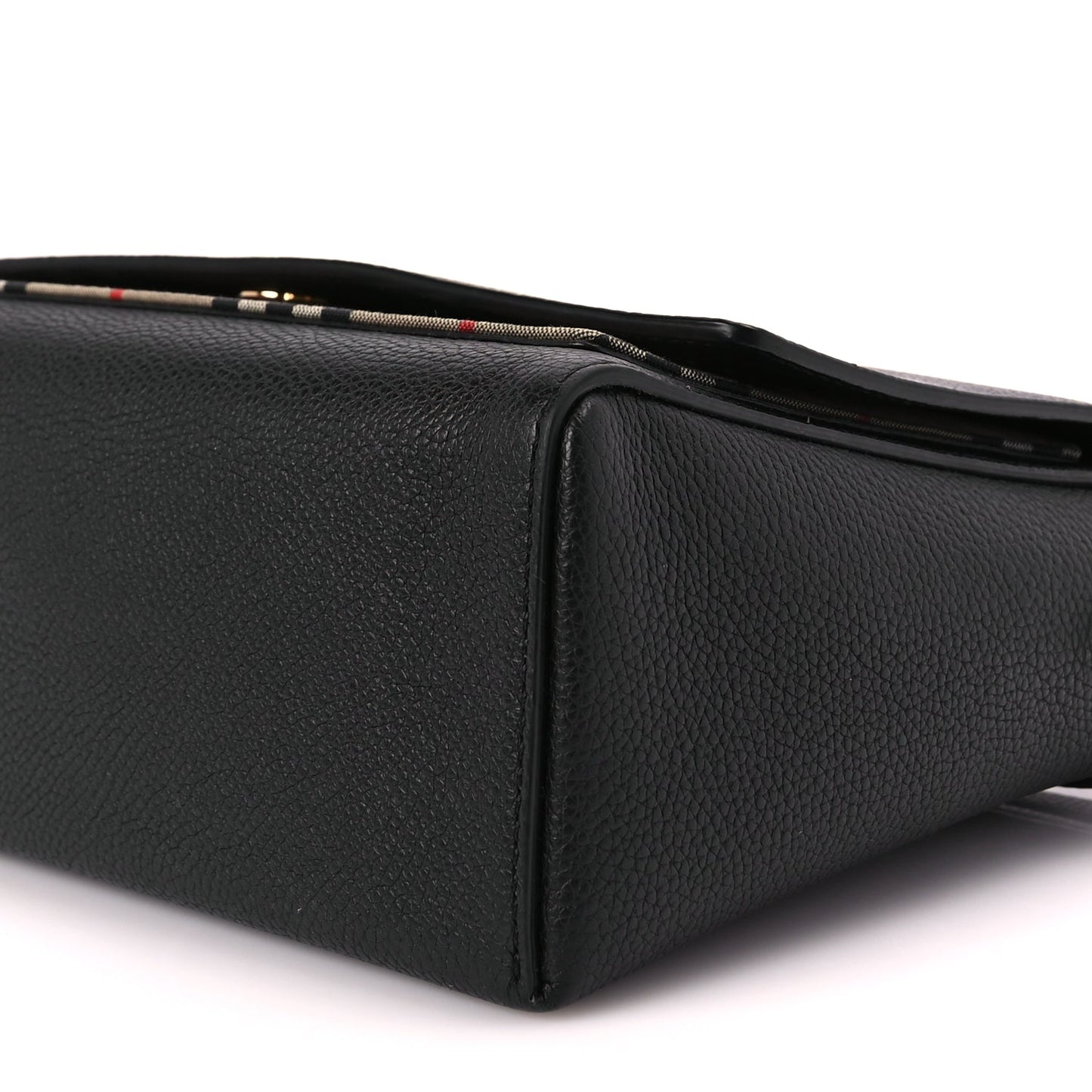 Burberry Coated Canvas Calfskin Vintage Check Medium Note Crossbody Bag Black