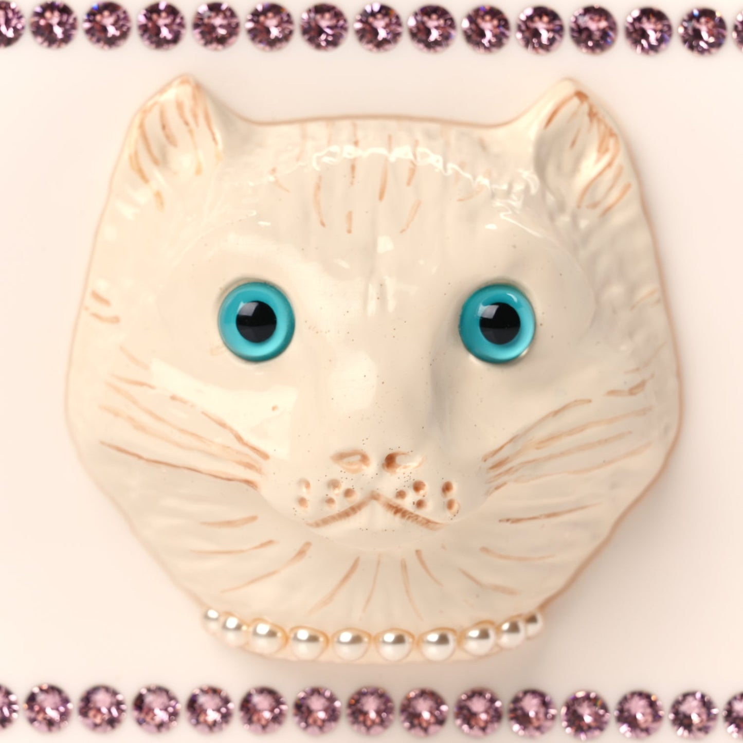 Gucci Plexiglass Crystal Cat Face Box Clutch White