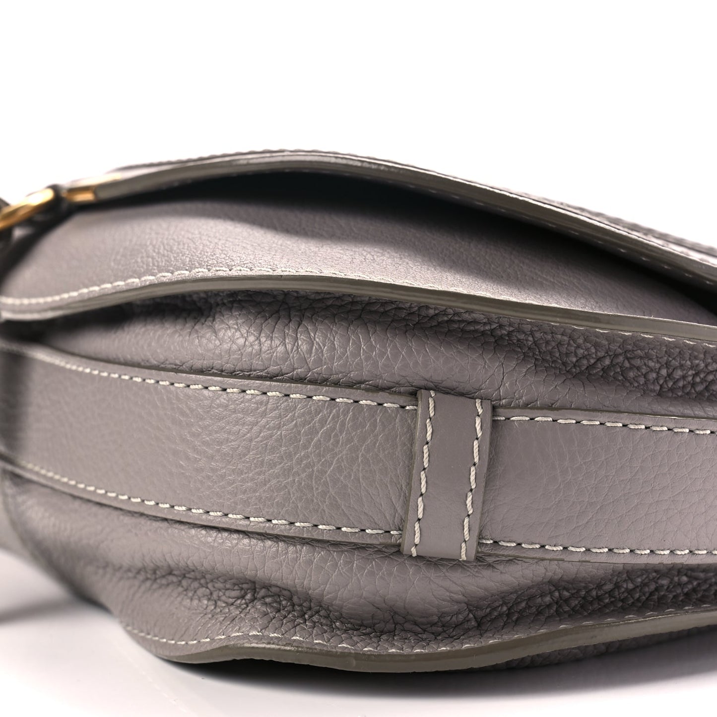 Chloe Grained Calfskin Medium Marcie Saddle Bag Cashmere Grey