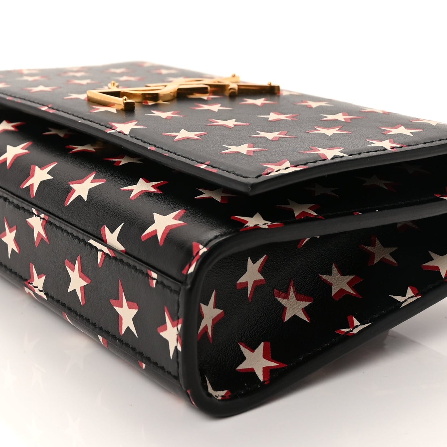 Saint Laurent Smooth Calfskin Star Print Monogram Kate Belt Bag Ivory Red