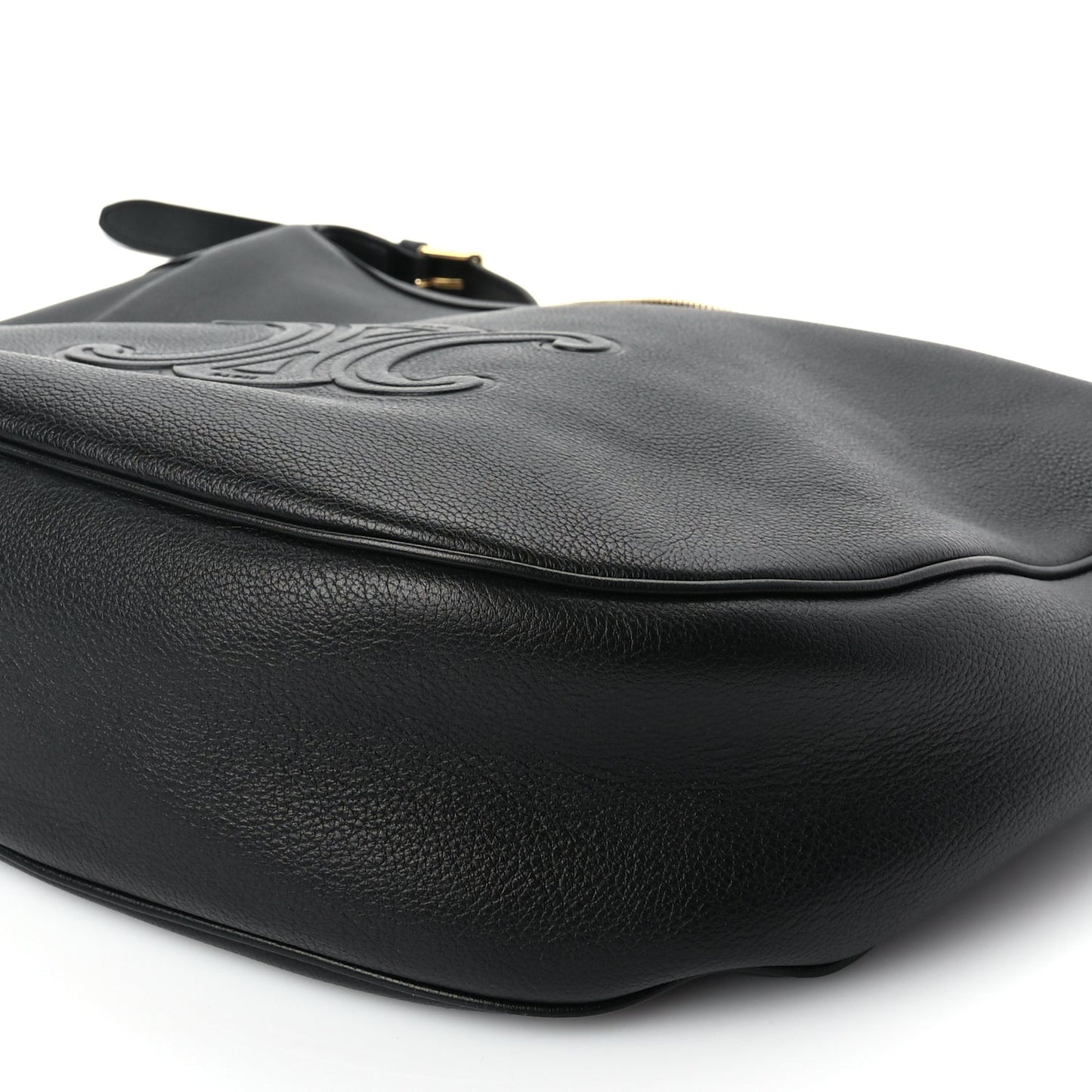 Celine Supple Calfskin Cuir Triomphe Large Heloise Shoulder Bag Black