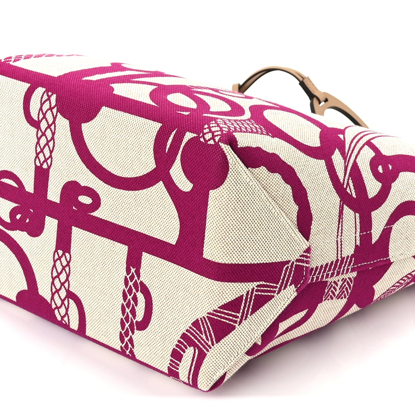 Hermes H Plume Canvas Swift Printed Panoplie Equestre Steeple 25 Bag Rose Pourpre Ecru Beige Chai