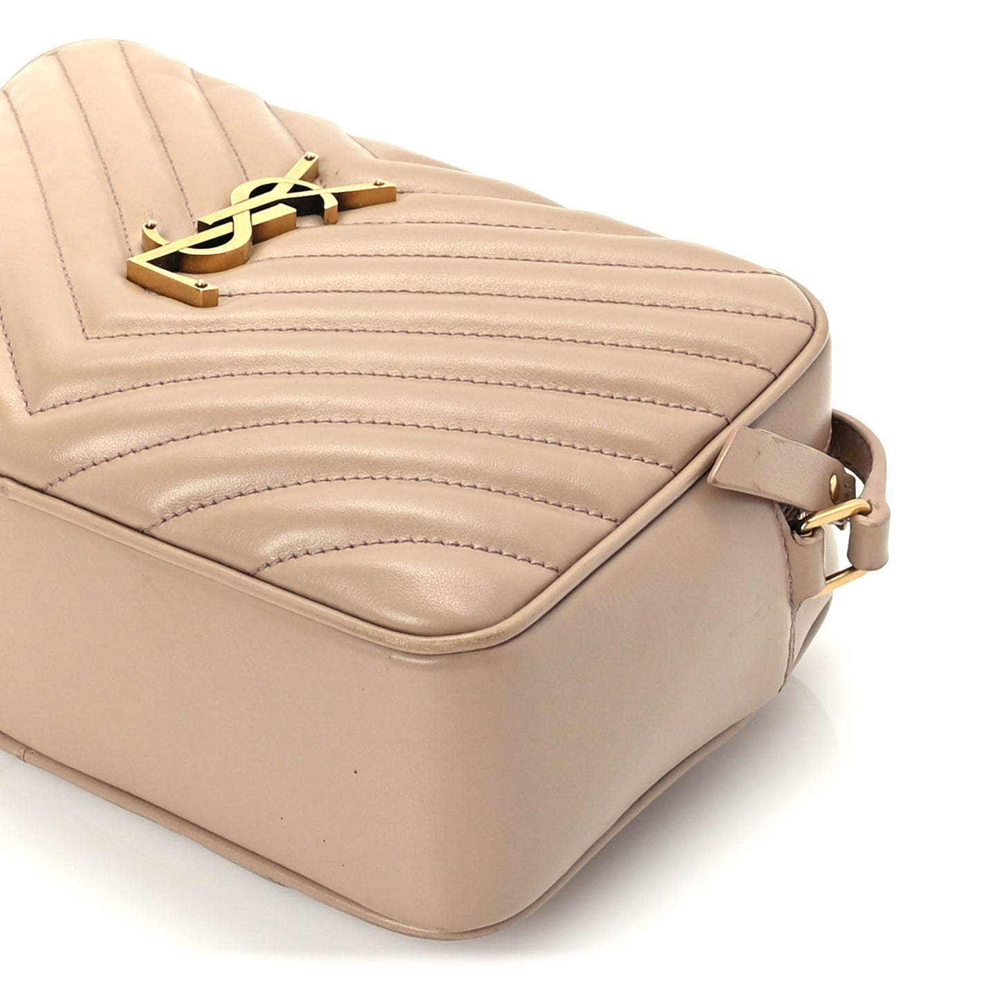 Saint Laurent Calfskin Matelasse Monogram Lou Camera Bag Dark Latte