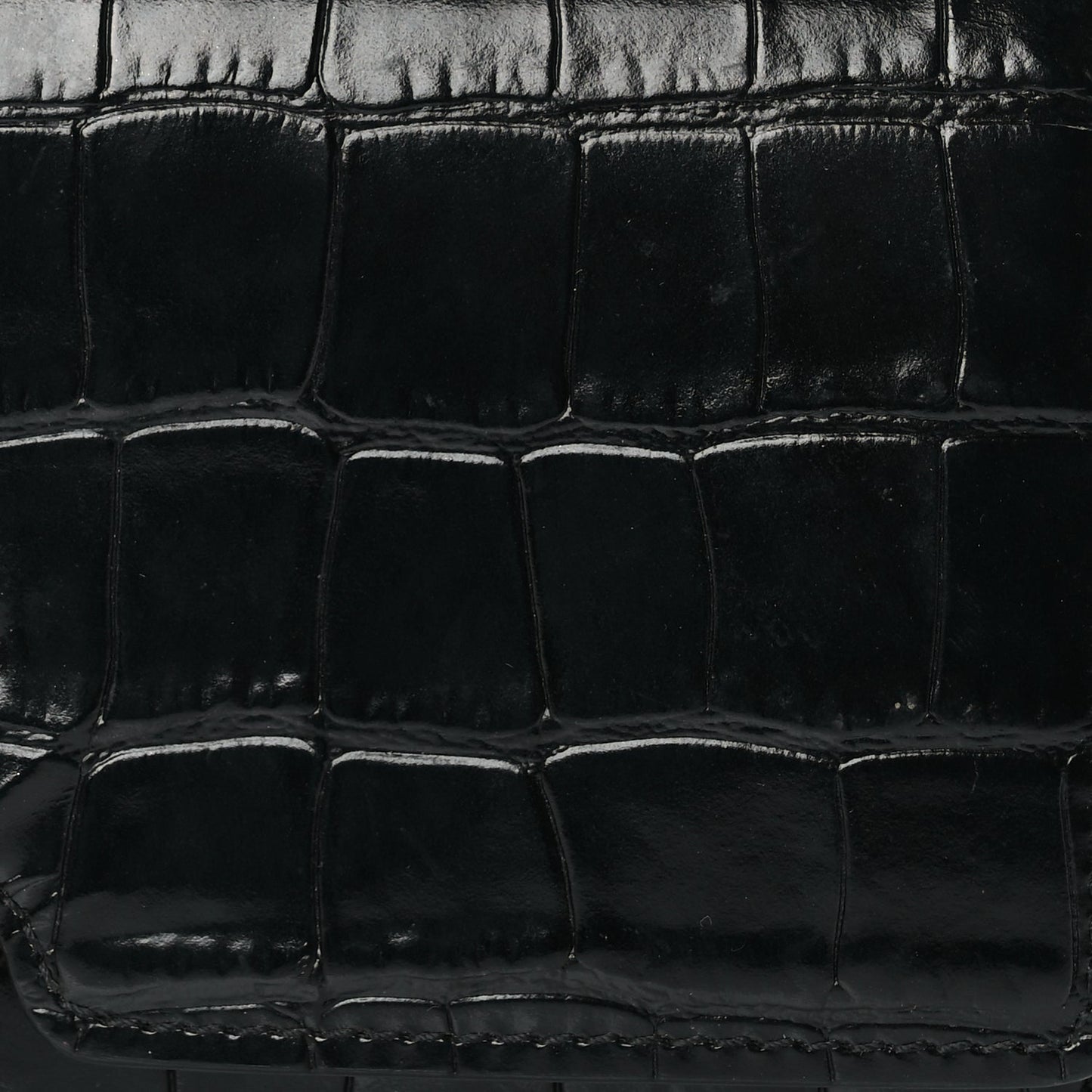 Burberry Calfskin Crocodile Embossed TB Continental Wallet Black