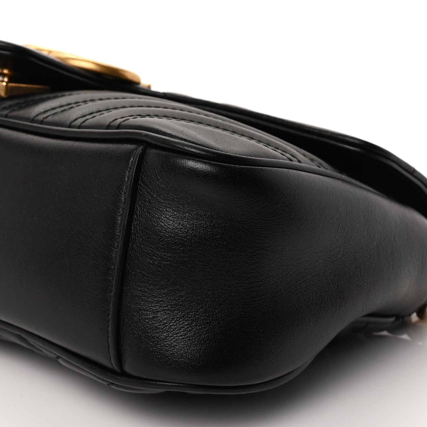 Gucci Calfskin Matelasse Small GG Marmont Shoulder Bag Black