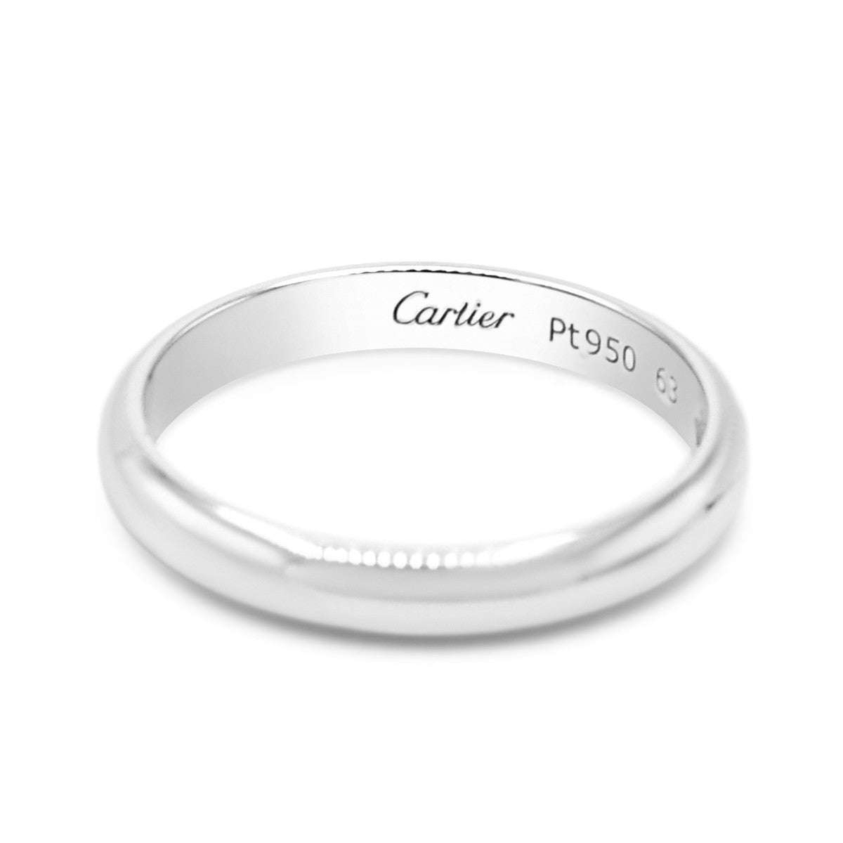 Cartier 1895 Wedding Ring, 3.5mm, 1 Diamond Size 63 - Platinum