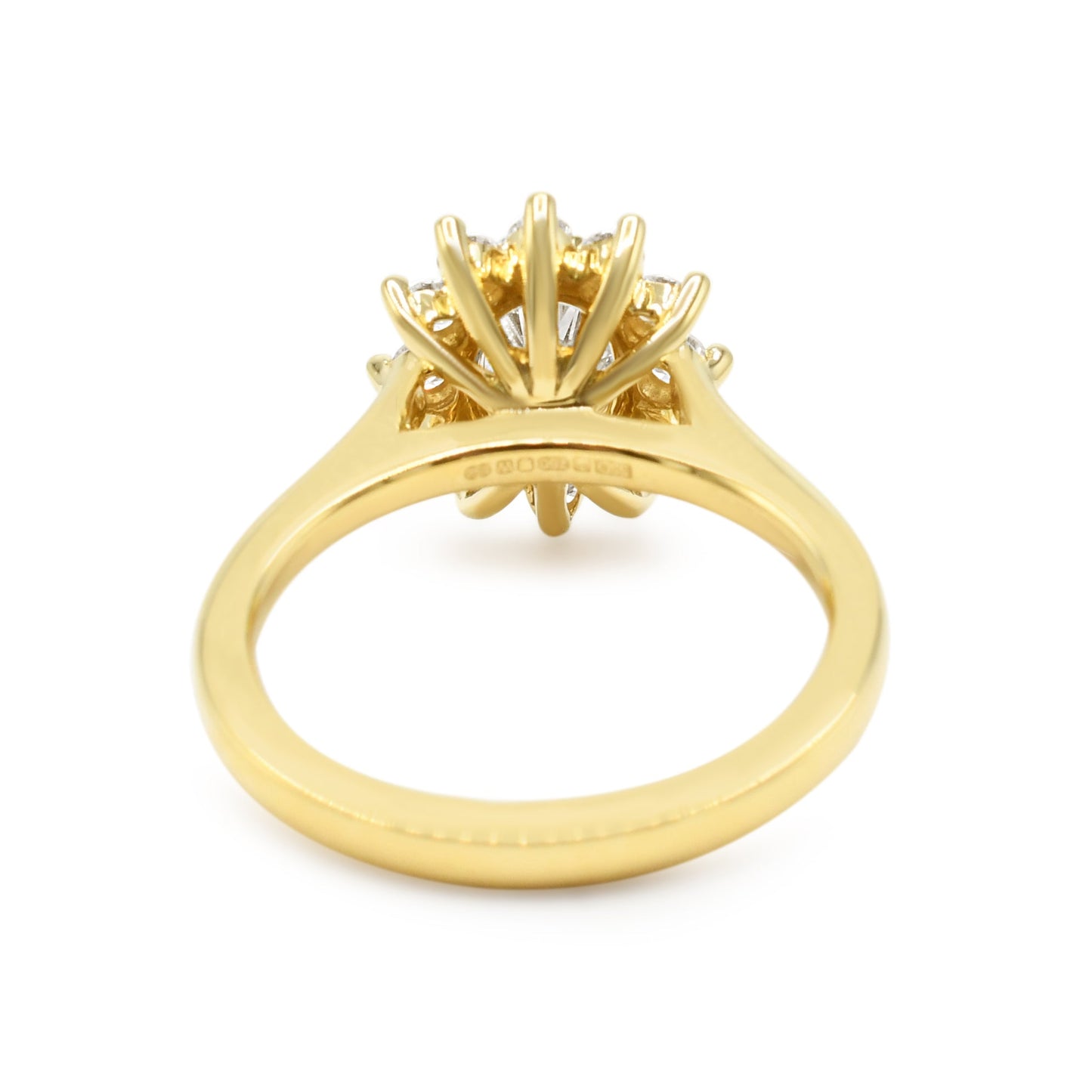 GIA Certifcated Oval Brilliant Diamond Cluster Ring - 18ct Yellow Gold