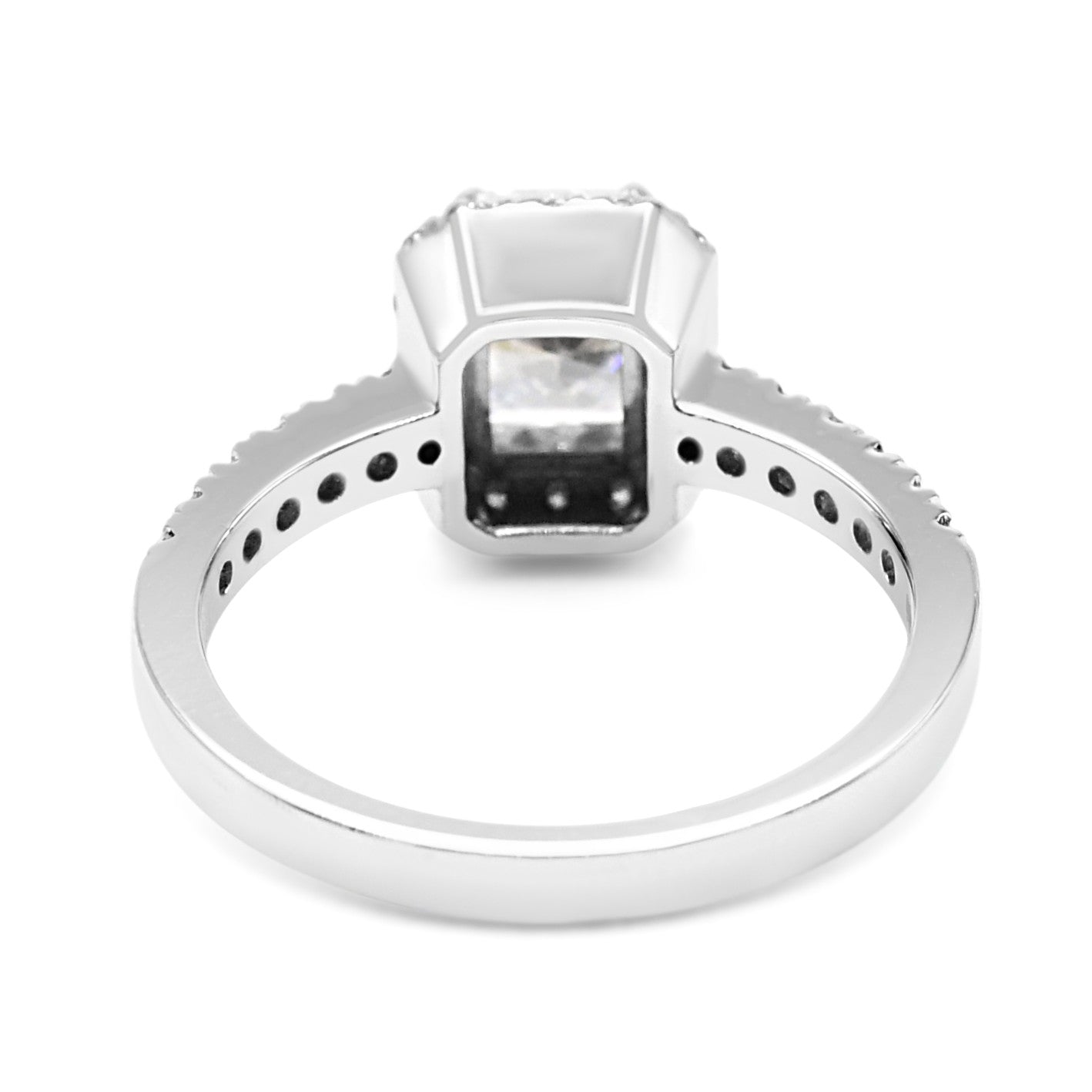 Certificated Cut Cornered Rectangular Modified Brilliant Cut Halo Ring