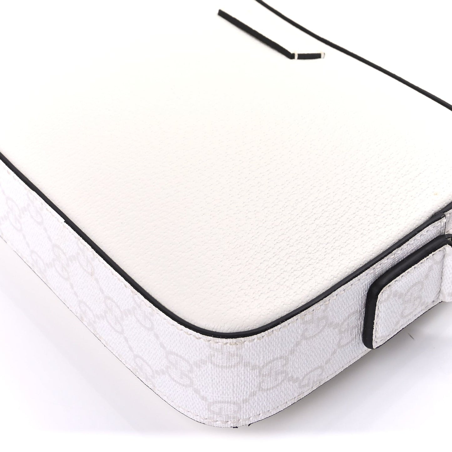 Gucci GG Supreme Monogram Textured Dollar Calfskin Small Crossbody Bag White